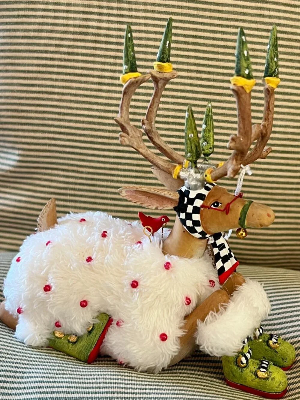 MacKenzie-Childs Patience Brewster Dash Away Sitting Blitzen Reindeer Figure